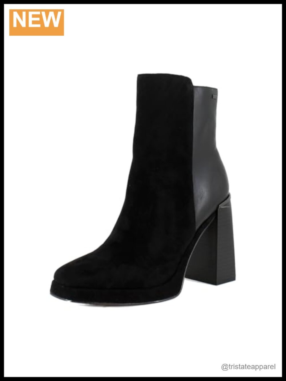 Suede Ankle Bootie Block Heel Leather Round Toe Fashion Boot